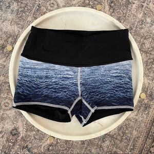 NEW lululemon reversible black and blue spandex shorts